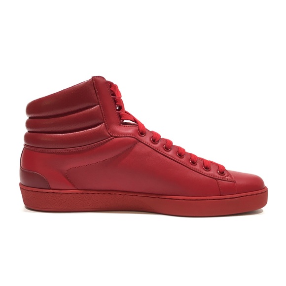 GUCCI ACE HIGHT-TOP INTERLOCKING G LEATHER SNEAKERS -RED -MEN’S US 9.5 -NEW - Picture 2 of 10